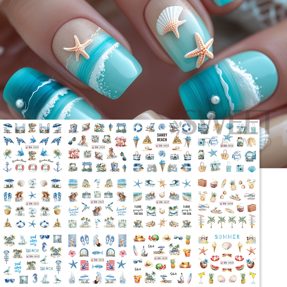 12 Designs Summer Ocean Theme  - đánh giá và giá Waterslide Decal Paper